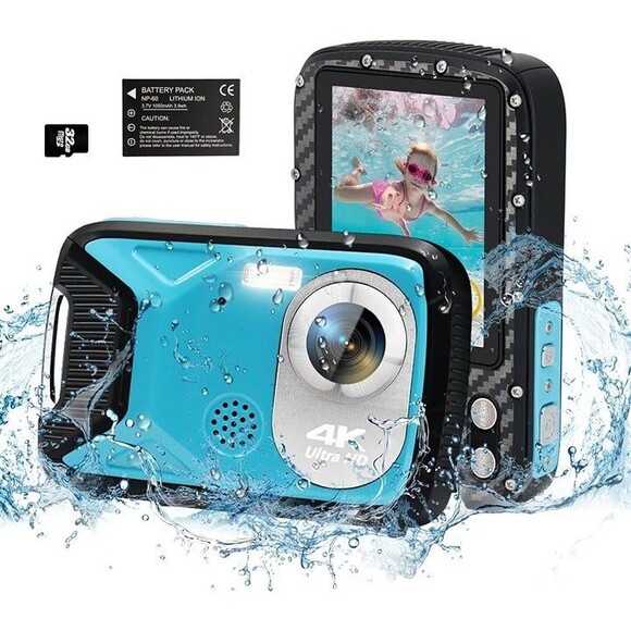 4K 48MP Underwater Camera, 16FT Waterproof Digital Camera with 32GB Card, OBO - Picture 2 of 8